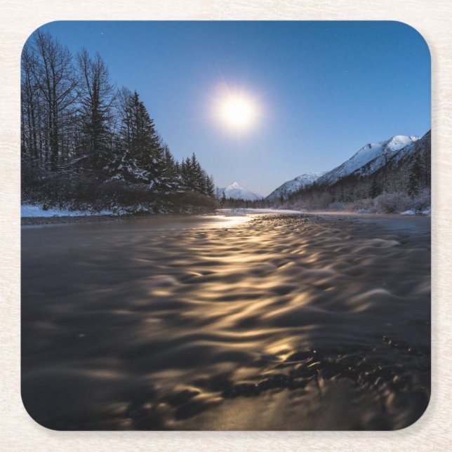 Moon River Rechteckiger Pappuntersetzer (Vorderseite)