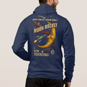 Moon Rocket Ride Vintag Space Hoodie (Marine)