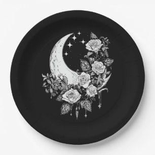 Moon Rose - Romantisches Goth - Whimsigoth Witchy  Pappteller