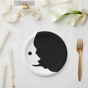Moon Schwarz-weiß Lunar Smile Paper Plate Pappteller