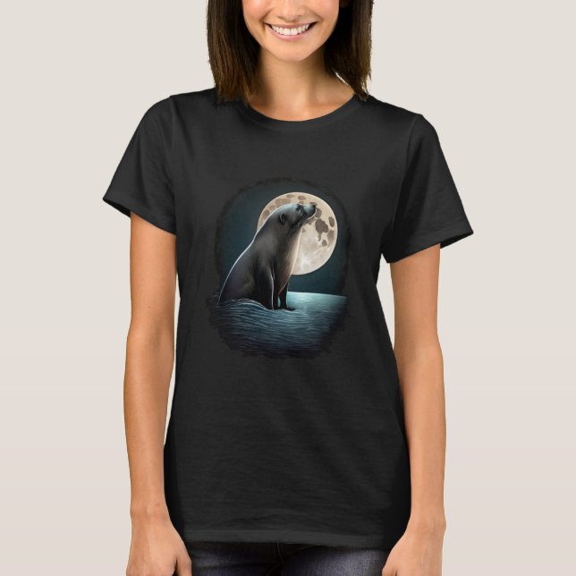 Moon Sea Lion Siegel Ocean Marine Biologe T-Shirt (Vorderseite)