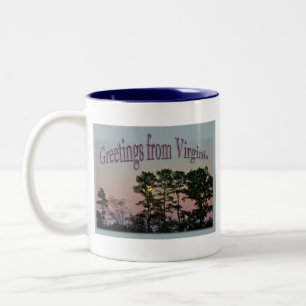 Moon Setting @ Dawn Greetings from Virginia Items Zweifarbige Tasse