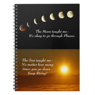 Moon setzt Sonnenaufgang Inspiration Zitat Notizblock