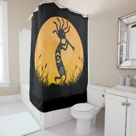Moon Silhouette Kokopelli Duschvorhang