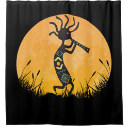 Moon Silhouette Kokopelli Duschvorhang