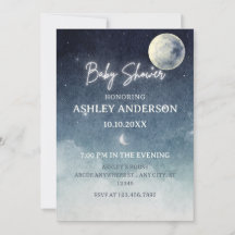 Moon sky light stars Aquarell BABY SHOWER