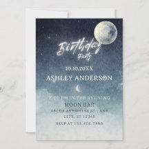 Moon sky light stars Aquarellfarben Geburtstag