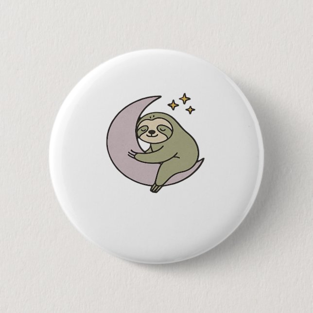 Moon Sloth Classic T - Shirt Button (Vorderseite)