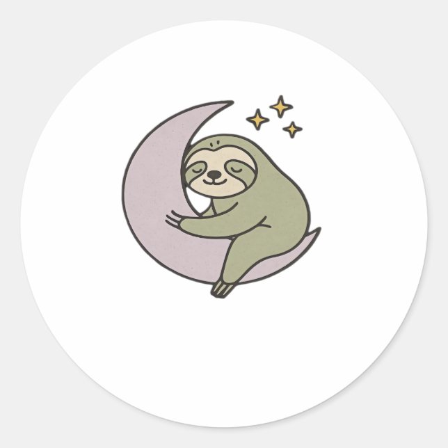 Moon Sloth Classic T - Shirt Runder Aufkleber (Vorderseite)