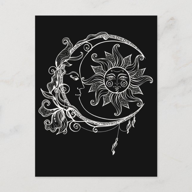 Moon Spiritual Crescent Sun Astronomie Sterne Postkarte (Vorderseite)