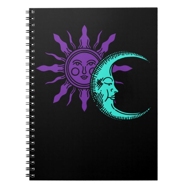 Moon Spiritual Zeichnend Crescent Astronomie Sun Notizblock (Vorderseite)