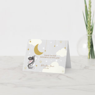 Moon Star Cloud Bunny Baby shower Carte de remerci