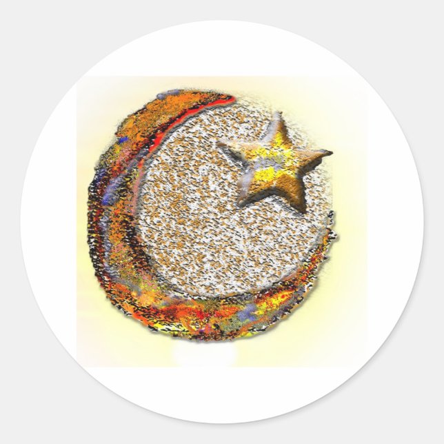 Moon-Star - Islam Runder Aufkleber (Vorderseite)