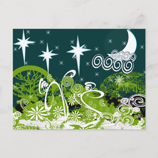 Moon Star Tree Paint Platsch Postkarte (Vorderseite)