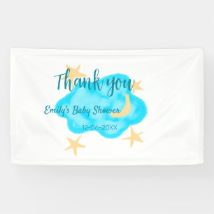 Moon Star Wolken Aquarell Babydusche geben Namen Banner