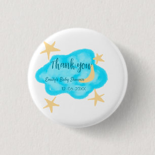 Moon Star Wolken Aquarell Babydusche geben Namen Button