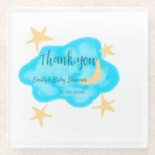 Moon Star Wolken Aquarell Babydusche geben Namen Glasuntersetzer