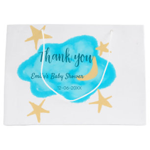Moon Star Wolken Aquarell Babydusche geben Namen Große Geschenktüte