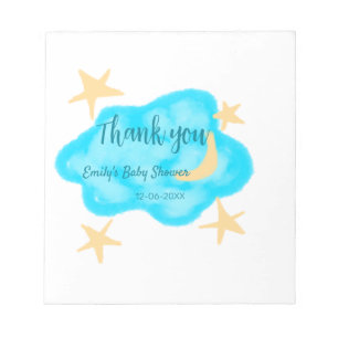 Moon Star Wolken Aquarell Babydusche geben Namen Notizblock