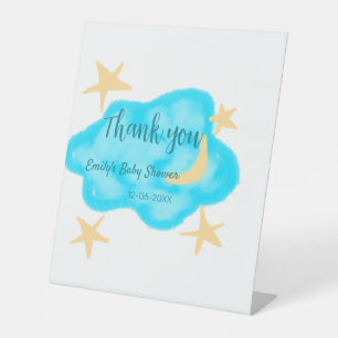 Moon Star Wolken Aquarell Babydusche geben Namen Sockelschild