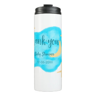 Moon Star Wolken Aquarell Babydusche geben Namen Thermosbecher