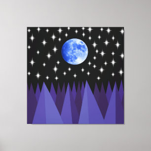 Moon Starlight Stretched Canvas Print Leinwanddruck