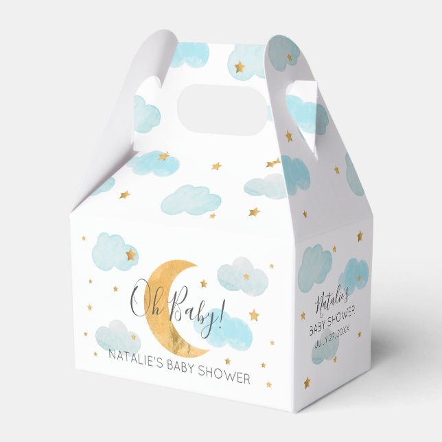 Moon & Stars Baby Dusche blaue Wolken Geschenkschachtel (Rückseite)