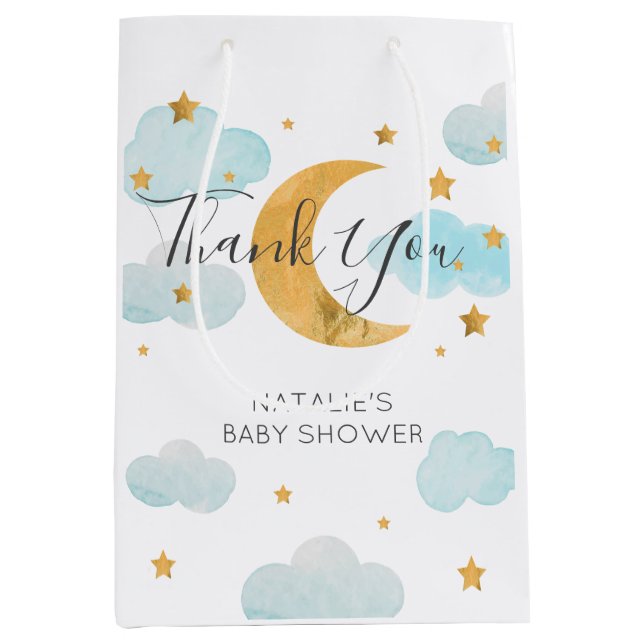Moon & Stars Baby Shower Bolsa de regalo Medium  Mittlere Geschenktüte (Vorderseite)