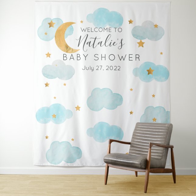 Moon & Stars Babydusche Sondertext Tapestry Wandteppich (Beispiel)
