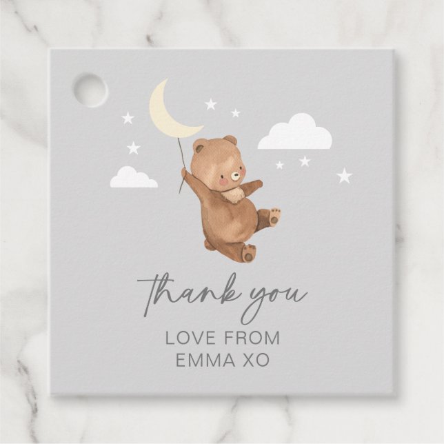 Moon Stars Bear Baby Dusche Geschenkanhänger (Vorderseite)