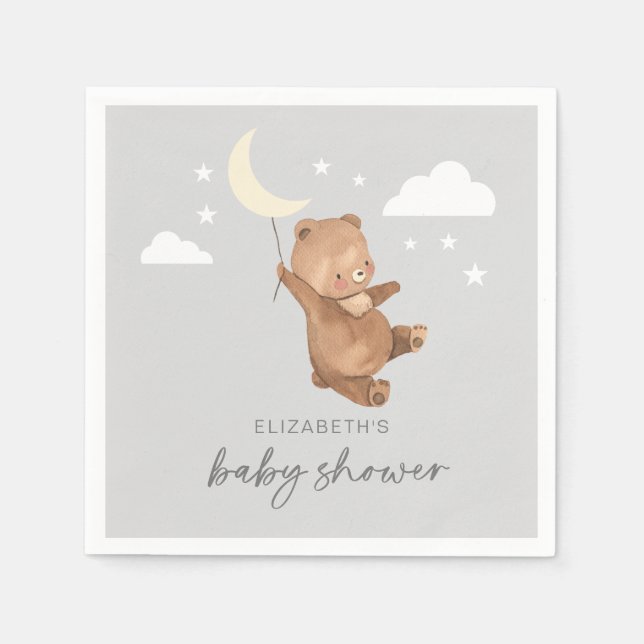 Moon Stars Bear Baby Dusche Serviette (Vorderseite)