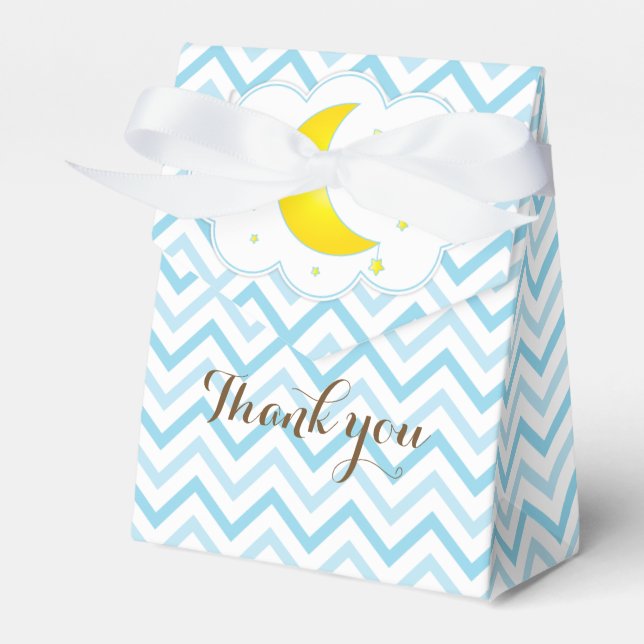 Moon & Stars Bevorzugung Boxes-Blue & Yellow Geschenkschachtel (Vorderseite)