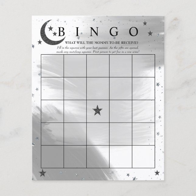 Moon Stars Bingo | Baby Showspiele (Vorderseite)