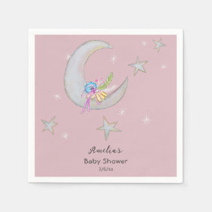Moon Stars Blume Mauve Hand Drawn Baby Dusche Serviette