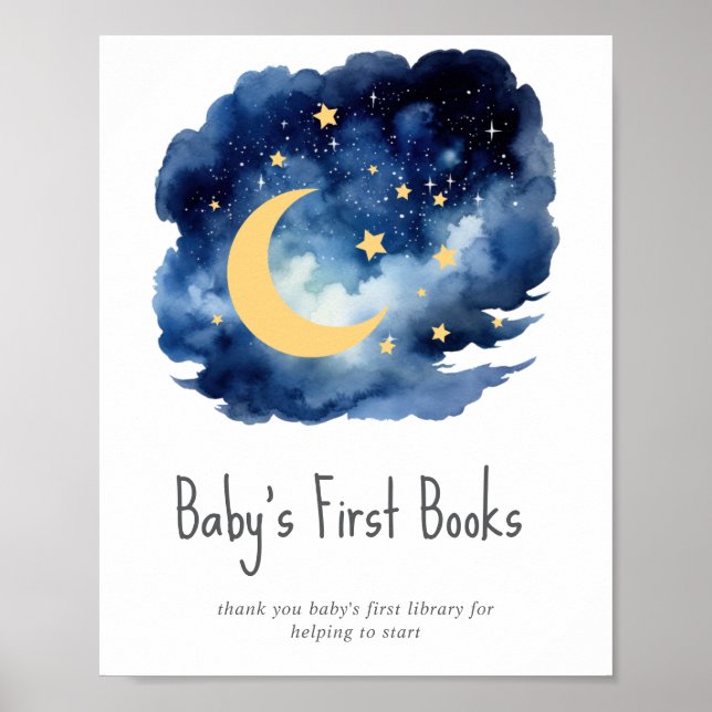 Moon & Stars Bücher für Babydusche Poster (Vorne)