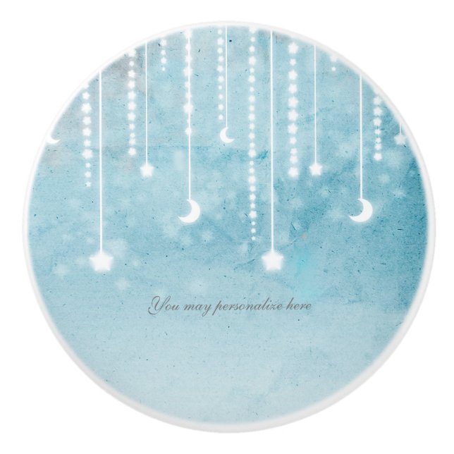 Moon & Stars Celestial Hangglühen Keramikknauf (Vorderseite)