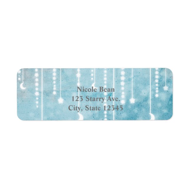 Moon & Stars Celestie-Einladungsadresse Labels (Vorne)