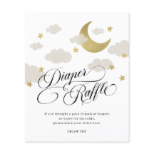 Moon Stars Cloud Baby Dusche Windel Raffle Schild