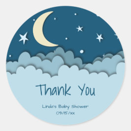 Moon & Stars Dark Blue Danke Baby Dusche Runder Aufkleber