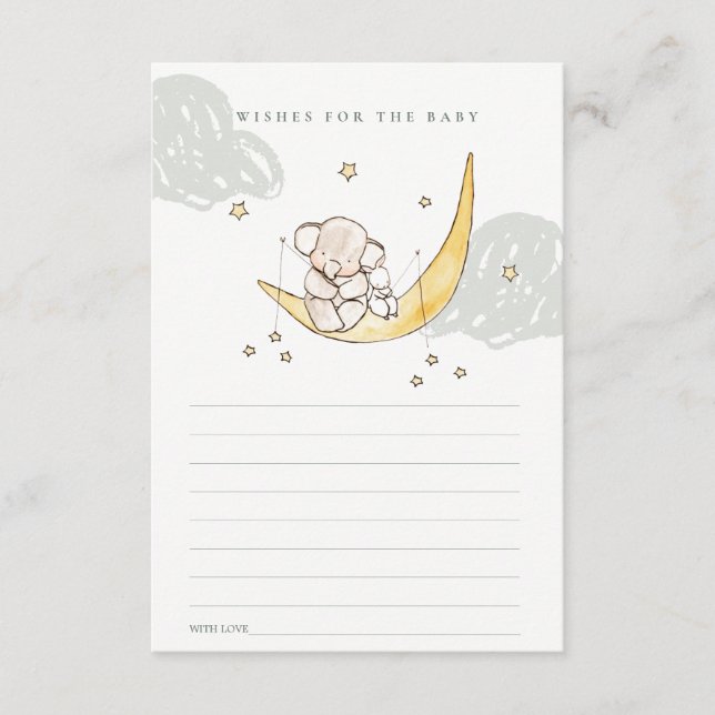 Moon & Stars Elephant Bunny Wish for Baby Show Begleitkarte (Vorderseite)