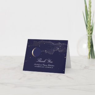 Moon Stars Enchanted Night Navy Hochzeit Vielen Da Dankeskarte