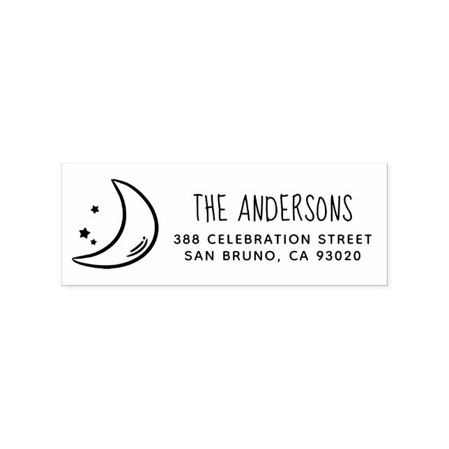 Moon & Stars | Familienname und Rücksendeadresse Gummistempel (Prägung)