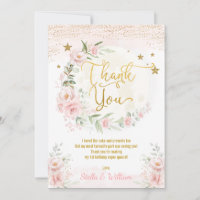 Moon & Stars Girl Birthday Blush Pink Gold Floral 