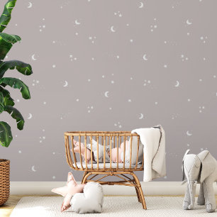 Moon Stars Grau White Baby Kinderzimmer Kinder Sch Tapete
