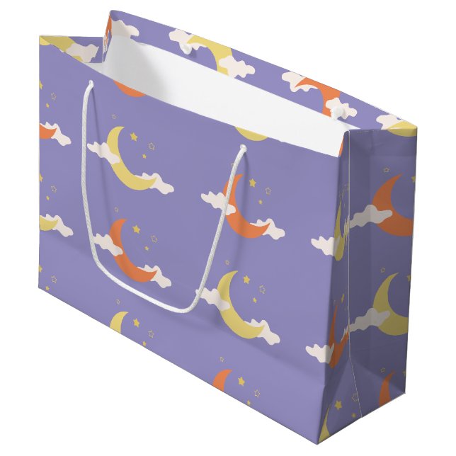Moon & Stars Große Geschenktasche Geschenktüte (Vorderseite Schrägansicht)