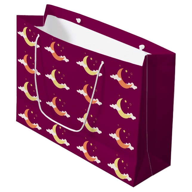 Moon & Stars Große Geschenktüte (Vorderseite Schrägansicht)
