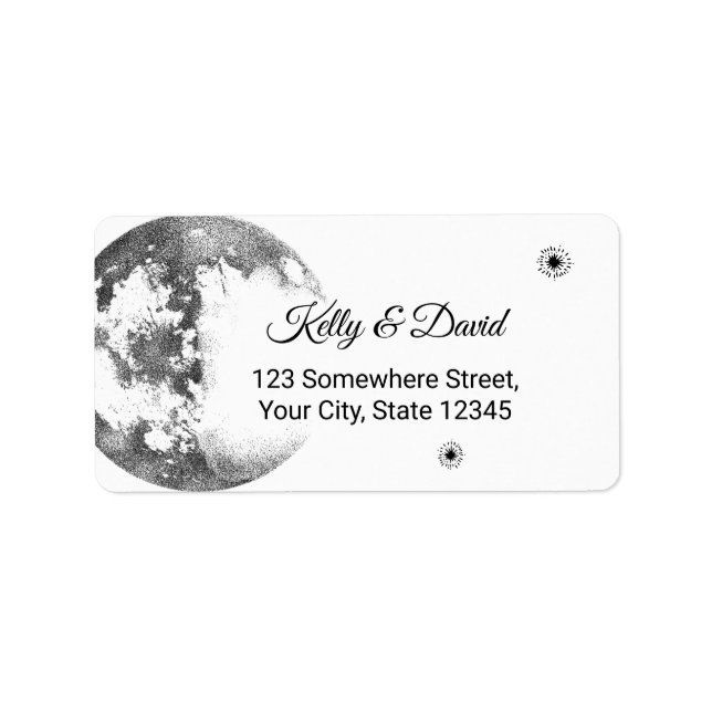 Moon & Stars Hochzeiten Rücksendeadressen-Aufklebe Adressaufkleber (Vorne)