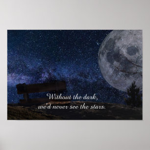 Moon & Stars Inspiration Zitat Poster