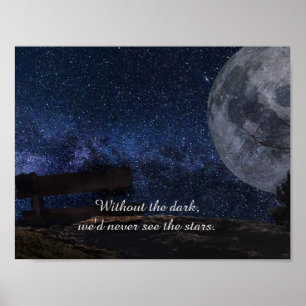 Moon & Stars Inspiration Zitat Poster