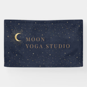 Moon Stars Midnight Blue Banner